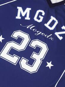 ROMWE MEN Prep 男士休闲字母印花短袖T恤，夏季 - 彩色 - 查看 4