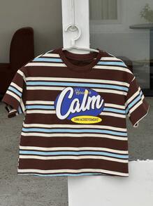 DAZY Tween Boy Round Neck Striped Print Short Sleeve T-Shirt, Summer, Back To School Clothes - Multicolor - View 1