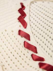 LanaWest Women's Solid Color V-Neck Waist Tied Boho Elegant Sweater Knit Pullover Fall Winter - Apricot - View 7