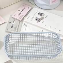 1/2 piezas de cesta de almacenamiento de hierro con estilo Ins de color crema, organizador de escritorio simple para maquillaje, almacenamiento de suministros de oficina, de regreso a la escuela, artículos de boda, decoraciones florales, cosas de casa, mesa, decoraciones para el hogar, organización y almacenamiento del hogar, decoración de habitación, decoración de dormitorio