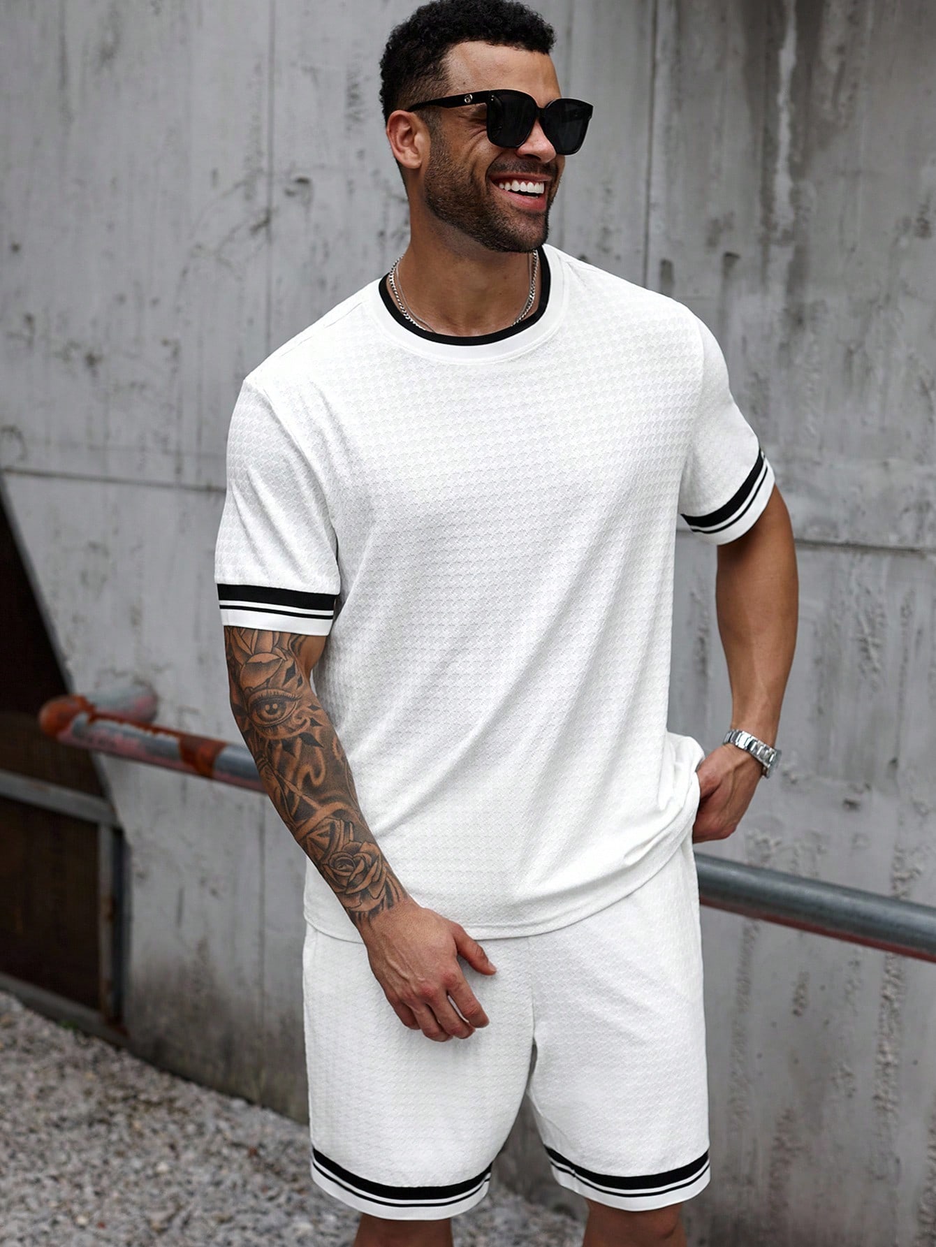 Manfinity Homme بدلة أنيقة للرجال كبار الحجم للصيف...