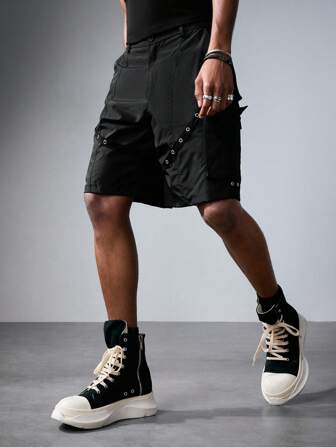 Grunge Punk Shorts cargo d'été décontractés pour hommes avec décoration de sangle