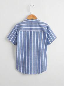 SHEIN Tween Boy Striped Button Placket Shirt