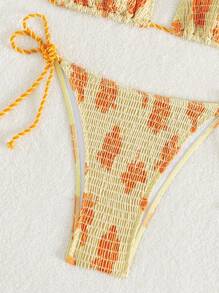 Swim Mod 2pcs Women Random Fabric Design Halter Neck Bikini Swimwear Set For Summer Beach Vacation - Multicolor - View 7