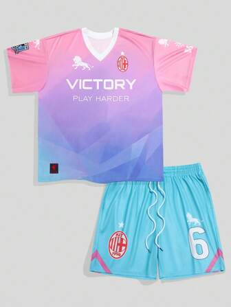 Prep Ombre Print Men's Athletic T-Shirt And Shorts Jersey Set