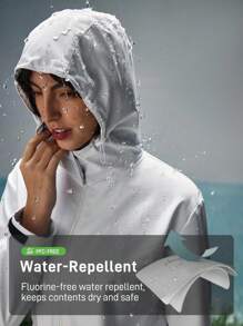 In My Nature Áo khoác hoodie ngoài trời màu trơn thường ngày cho nữ - trắng - Xem 2