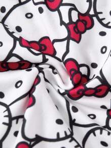 HELLO KITTY AND FRIENDS | SHEIN 女士全身印花撞色字母胶带内衣套装 - 黑色 - 查看 6