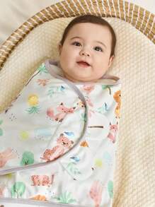 Cozy Pixies 3pcs/Set Selimut Bedong Lembut Motif Polkadot dan Hewan, Set Kotak Hadiah untuk Bayi Baru Lahir - MultiWarna - View 3