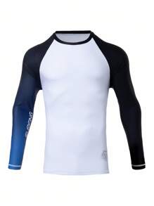 Manfinity KASUA 男士撞色字母印花长袖防晒泳衣