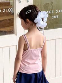 SHEIN Little Byeori Young Girls Casual Bow Decor Cat Pattern Knitted Sweater Top - Pink - View 3