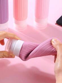 SHEIN 4 Pcs Travel Bottles For Toiletries, 3oz Leak Proof Travel Bottles, Silicone Squeezable Containers, Travel Accessories Refillable Bottles With Toiletry Bag Home Bathroom Decor Summer