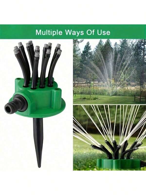 360-Degree Automatic Multi-Head Garden Sprinkler, Plastic Lawn And Garden Watering System, No Power Required, Includes Multiple Components, Gardening Irrigation Tool