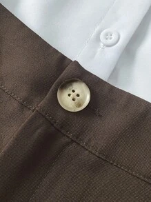 Airaco Bộ đồ nữ áo dài tay màu trơn và quần short, trang phục công sở thường ngày - Nhiều màu - Xem 7