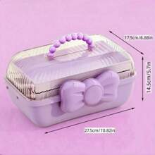 1PC Cute Cartoon-Styled Storage Box For Hair Accessories, Cosmetics, Jewelry, Etc. Large Capacity Transparent Case Back To School - Purple - View 5