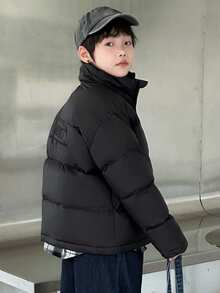 Dazy Kids 青少年男童冬季绗缝拉链外套 - 黑色 - 查看 1