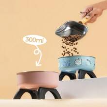 1pc Cute Pattern Raised Stainless Steel Pet Food Bowl, Anti-Spill, Anti-Slip, Suitable For Small Cats, Dogs And Small Pets To Drink And Eat - Multicolor - View 8