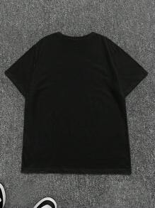 INAWLY Women's Short Sleeve Casual Crew Neck T-Shirt With Bow Pattern, Fashion Top For Spring And Summer - Black - View 2