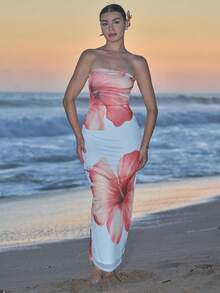 Andrea Bello Romantic Date Strapless Printed Bodycon Dress For Women,Summer Dresses For Women - Multicolor - View 5