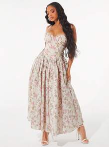 SHEIN SXY Plus Size Women's Spring&Summer Elegant Sexy Floral Print Umbrella Swing Halter Resort Dresses,Suitable For Everyday Wear, Sweet,Romantic,Western Wear,Cruise Attire,Music Festival,Concert,Carnival Party,Beach Vacation,Holiday,Date Night,Birthday,Bachelorette Party Outfit ,Gyaru,Ibiza,Nashville,Break,Rave,Modest,Chic,Club,Cute,Casul,Shopping, Streetwear,Going Out,Coquette,Easy To Match&Looks Slim,Accent Your Body,Flatter The Figure,Flattering Silhouette,Curve - Multicolor - View 8