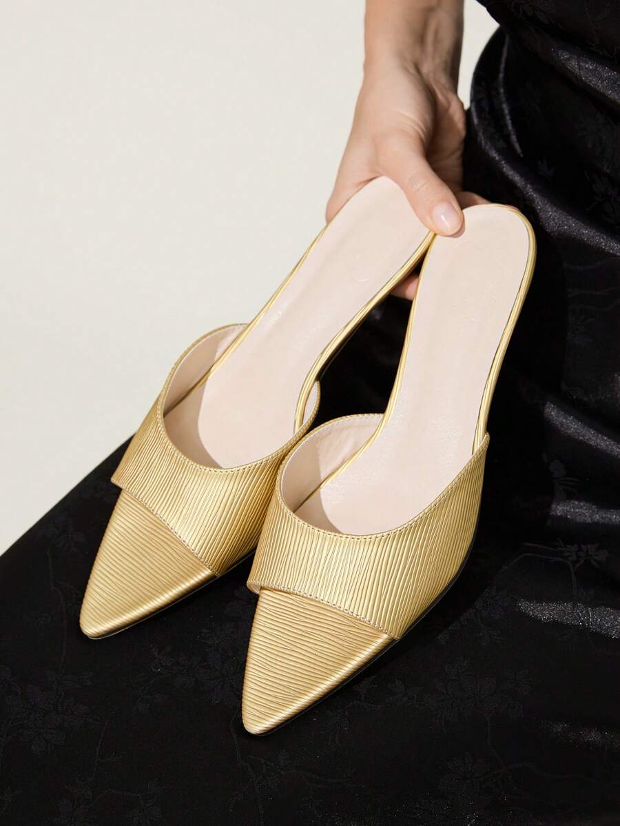 CUCCOO CHICEST Pointed Toe Slim High Heel Sandals For Women - Gold - View 1