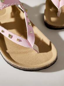 Solecia Dép quai hậu phong cách Bohemian bãi biển cổ điển màu nâu mới cho nữ có trang trí ngọc trai lớn, quai mắt cá chân cổ điển, thời trang sang trọng, đế dày đa năng, dép bệt thoải mái cho kỳ nghỉ - Màu Hồng baby - Xem 5