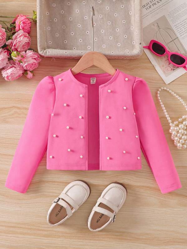 Young Girls Jackets Pink Kids Jacket With Pearl Embellishments – Elegant & Stylish Outerwear For Girls
Girls' Pearl Decorated Pink Coat – Cute And Fashionable Kids' Jacket For Spring & Fall
Pearl Embellished Pink Kids Blazer – Perfect For Special Occasions And Everyday Wear
 Pink Pearl-Studded Jacket For Girls – Lightweight And Comfortable
Girls Pink Jacket With Decorative Pearls – Sophisticated Kids Fashion Outerwear