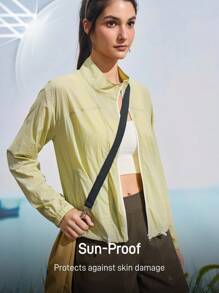 In My Nature 女士拉链开衫长袖防晒夹克 - 綠色 - 查看 2