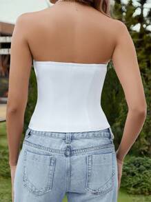 INAWLY 女士简约日常装白色抹胸 - 白色 - 查看 2