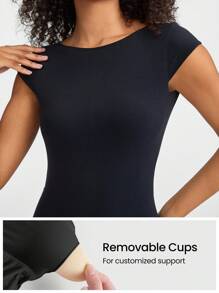 GLOWMODE 6" FeatherFit™ Backless Full Coverage Sports Romper Low Impact Yoga Daily - Black - View 4