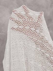 EMERY ROSE 女士纯色镂空透明休闲长袖开衫 - 白色 - 查看 9