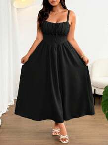 Vionelle Váy dài đi biển dài tay buộc nơ phía trước thanh lịch màu trơn cỡ lớn cho nữ, thích hợp đi biển, tiệc tùng, hẹn hò, lễ hội âm nhạc, đi chơi, xuân/hè Váy maxi thiết kế đa năng mới - màu đen - Xem 7