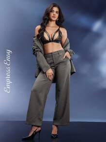 SHEIN Women Front Closure Lace Cut Out Sexy Lingerie Bra - Black - View 4