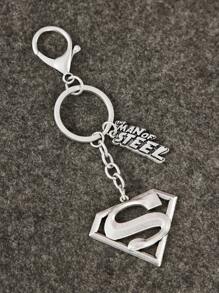 SUPERMAN X SHEIN Zinc Alloy Semi-3D Letter Logo Keychain Pendant Purse Charm