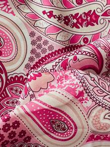 Chiquease Women Paisley Print Tiered Ruffle Bandeau Summer Vacation Dress - Baby Pink - View 3