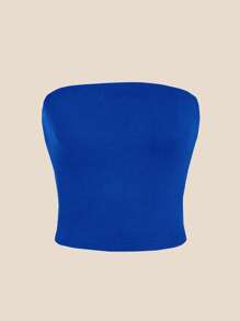 SHEIN Essnce 4 piezas de top corto de unicolor sexy: negro, blanco, azul, azul claro, top ajustado versátil y casual de verano para mujeres