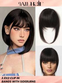 真人发丝空气刘海，带鬓角，自然色刘海，接发夹，适合初学者，真发片，易于佩戴 - SNatural - 查看 1