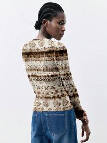 Maija 女士休闲花卉印花圆领长袖衬衫