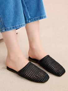 Rosivie 女士时尚黑色平底凉鞋 - 黑色 - 查看 9