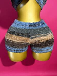 Slaydiva 夏季新款性感短款抹胸+紧身迷你短裤两件套，休闲风，适合音乐节、复活节、毕业季、日常穿着 - 彩色 - 查看 6