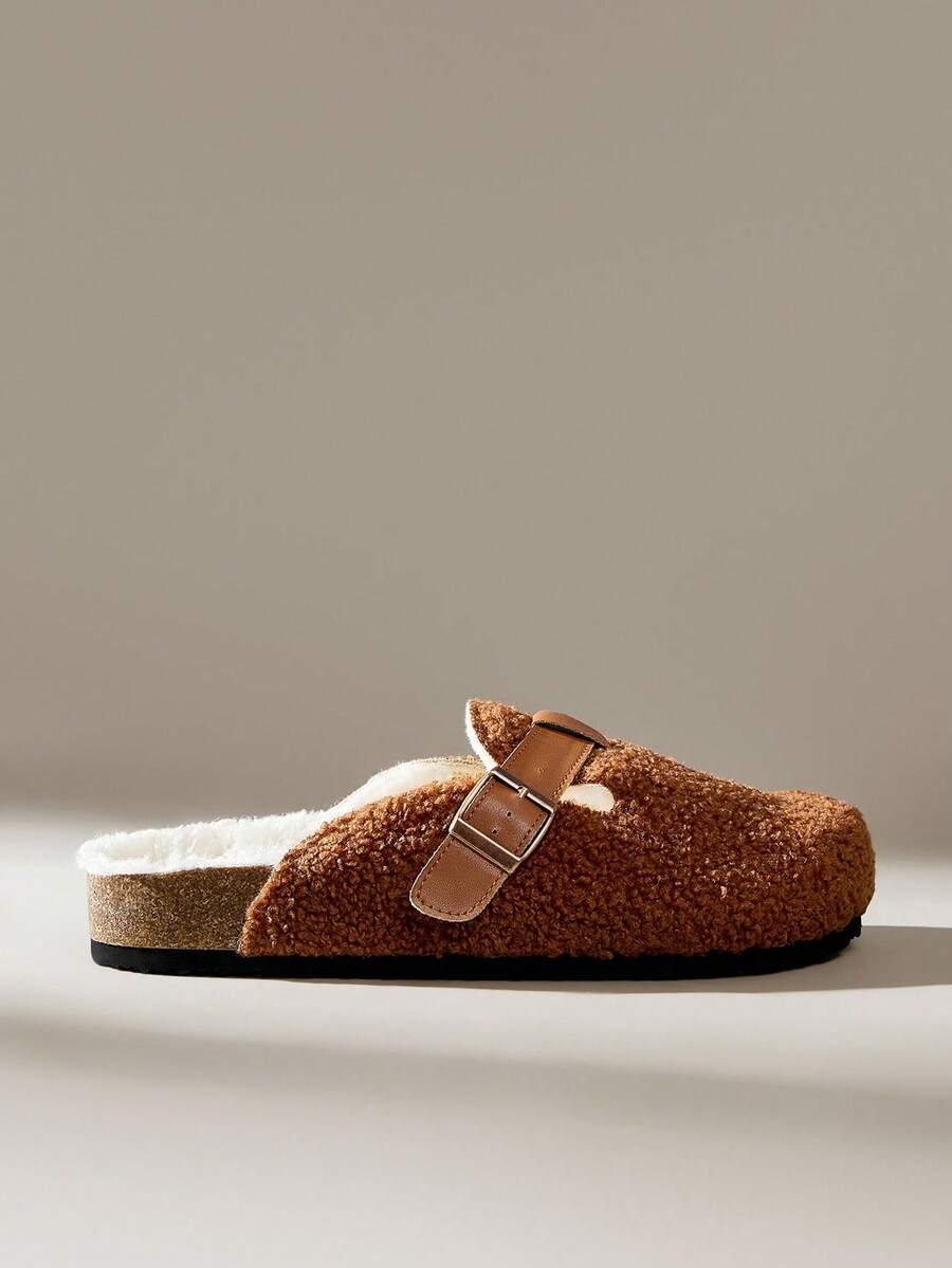 Solecia Fashionable Casual Versatile Daily-Wear Slip-On Flats With Thermal Lining For Women - Brown - View 1