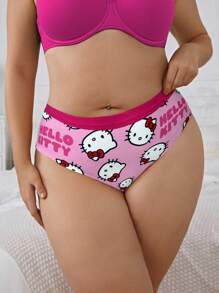HELLO KITTY AND FRIENDS | SHEIN سروال داخلي قصير ملائم للمقاسات الكبيرة بنمط كرتوني جميل