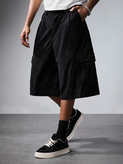 Street Life Pantalones cortos casuales de verano/primavera de color liso con bolsillo holgados para hombre