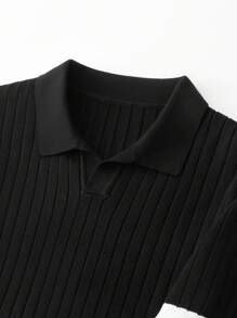 Manfinity Homme Camiseta de punto de manga corta con ribete de contraste casual para hombre, verano