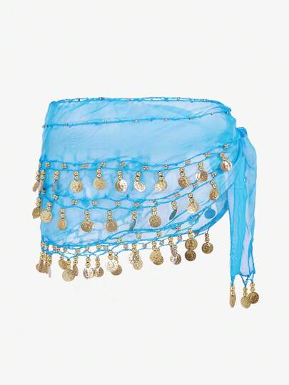 SHEIN SXY 女士金属饰板装饰流苏腰带，适合搭配裤子