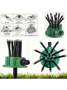 360 度自动多头花园洒水器，塑料草坪和花园浇水系统，无需电源，包含多个组件，园艺灌溉工具 - 彩色 - 查看 6