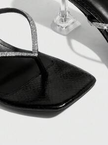 CUCCOO SZL Women's Black Rhinestone Embellished High Heel Sandals - Black - View 10