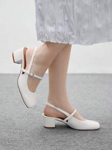 CUCCOO BIZCHIC CUCCOO Fashion Versatile Minimalist Backstrap High Heel Pumps - White - View 4