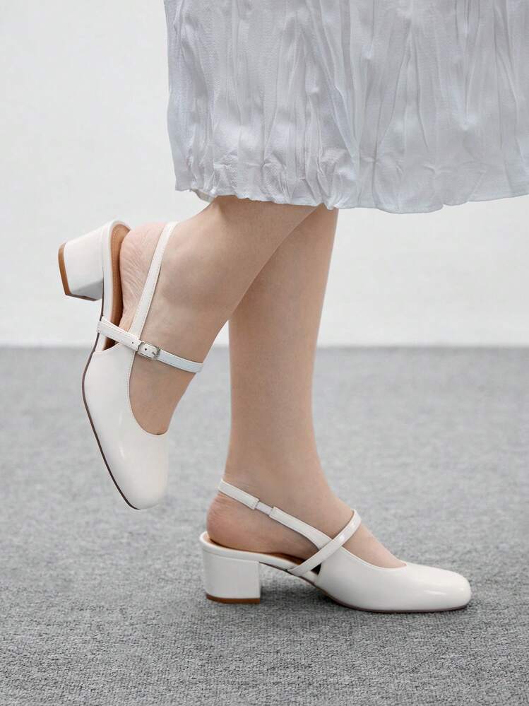 CUCCOO BIZCHIC CUCCOO 时尚百搭简约后绑带高跟鞋 - 白色 - 查看 4