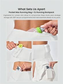 GLOWMODE Quần short chạy bộ 4'' Pocket Max VitalSwift siêu nhẹ, nhanh khô, nhiều túi, cạp cao, có dây rút, có thể điều chỉnh, có quần lót chống mùi, tập luyện, chạy bộ - trắng - Xem 2