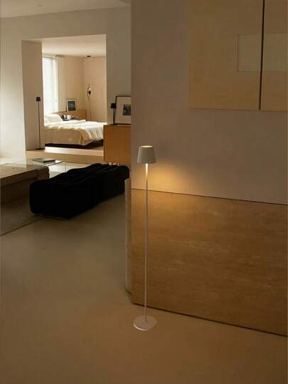 1pc Black/White Metal Floor Lamp, Vintage Simple Pedestal Style Suitable For Living Room, Bedroom, TV Stand, Dining Room, Bedside, Inn, Dimmable Warm Light, Rechargeable, Minimalist Scandinavian Design view 8